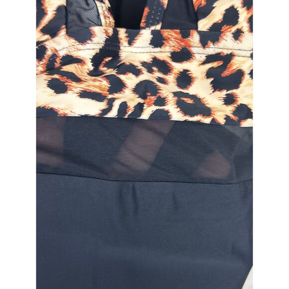 Amazon Women’s 0X Black Cheetah Print One Piece Cheeky Swimsuit New - Picture 4 of 5
